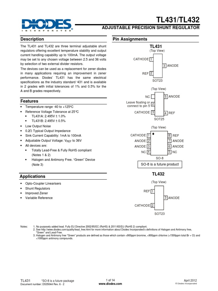 TL431 Diodes PDF Anode Amplifier