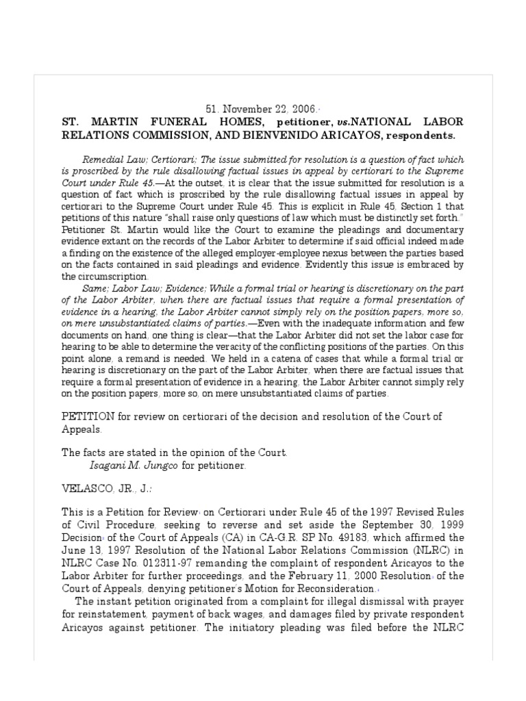 St. Martin Funeral Homes vs. National Labor Relations Commission PDF
