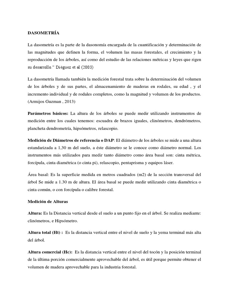 Dasometria | PDF | Arboles | Medición