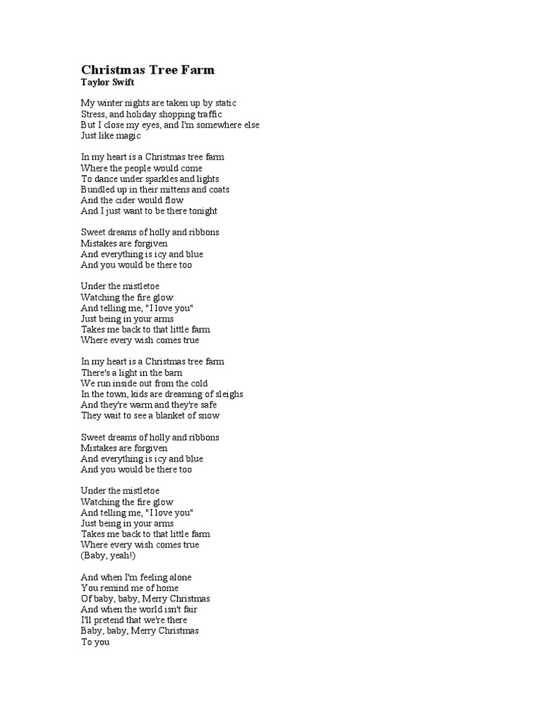 christmas tree farm lyrics - taylor swift | pdf