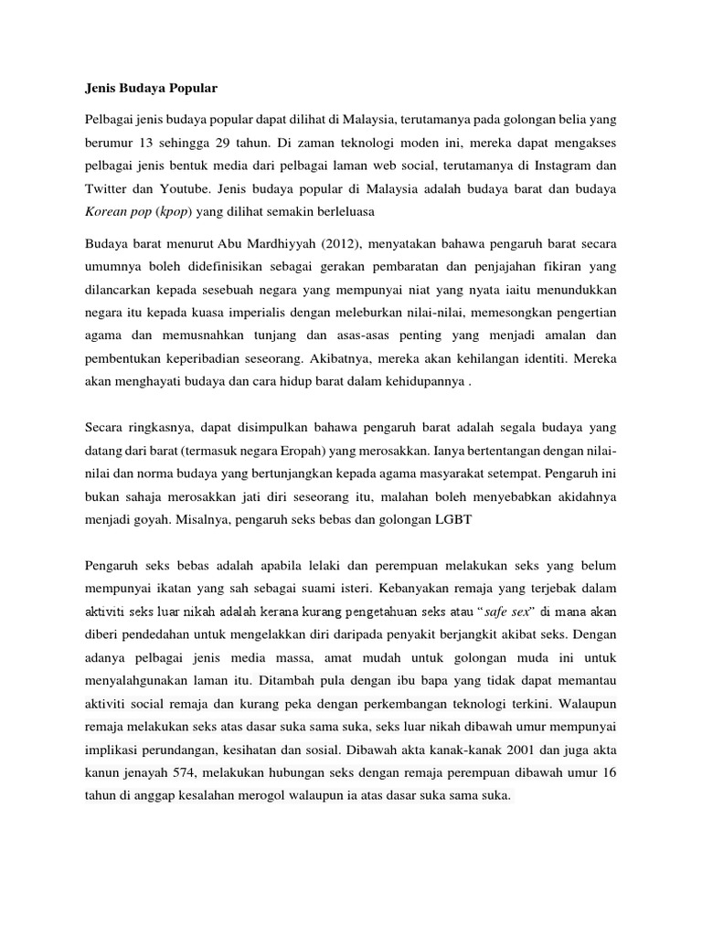 Jenis Budaya Popular