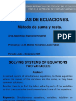 Sistema de Ecuaciones Metodo Suma y Resta