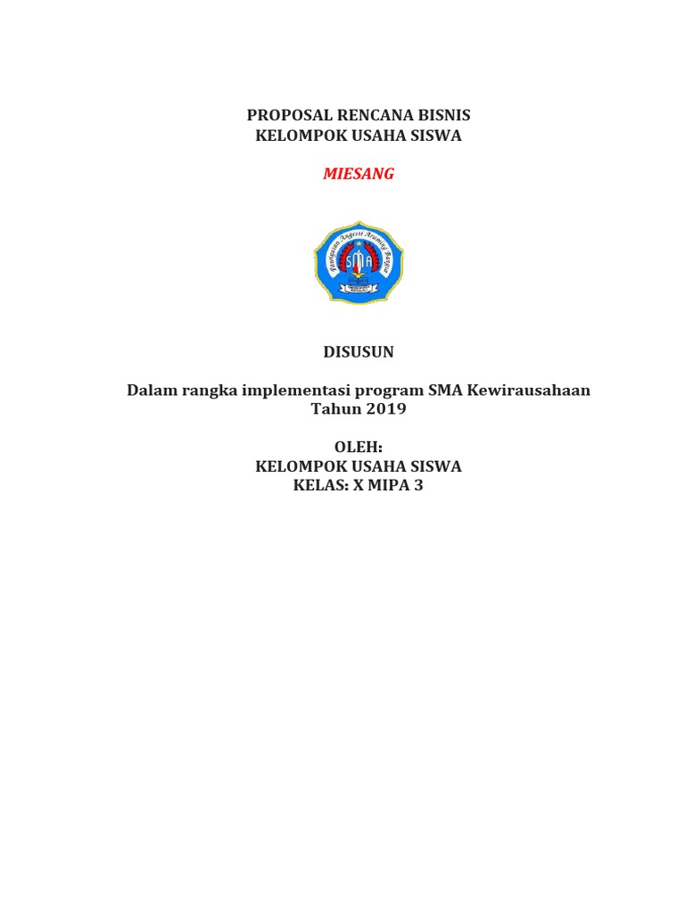 Proposal Bisnis Kelompok Usaha Siswa | PDF | Karier & Perkembangan ...