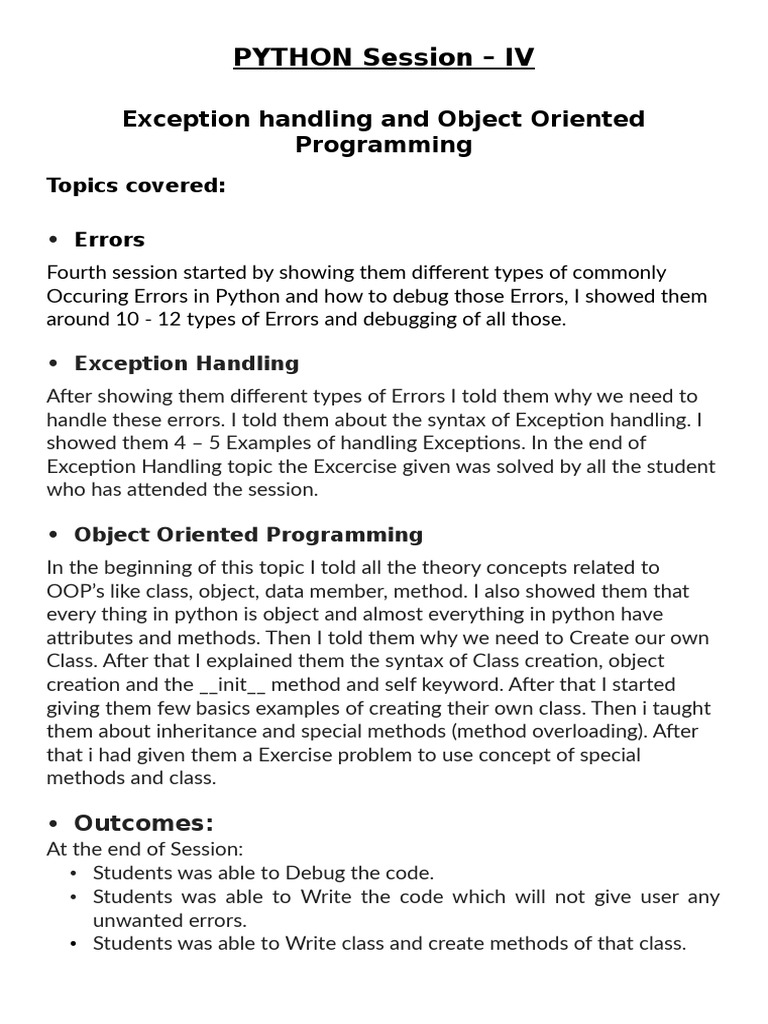 Session Documentation PDF | PDF