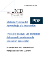 Los Principios Del Aprendizaje Durante La Educacion Preescolar PDF