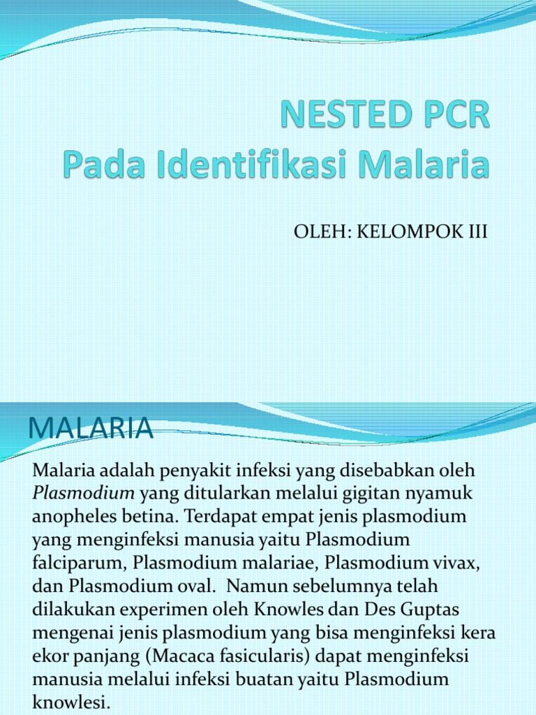 Teknik PCR untuk mendeteksi parasit malaria