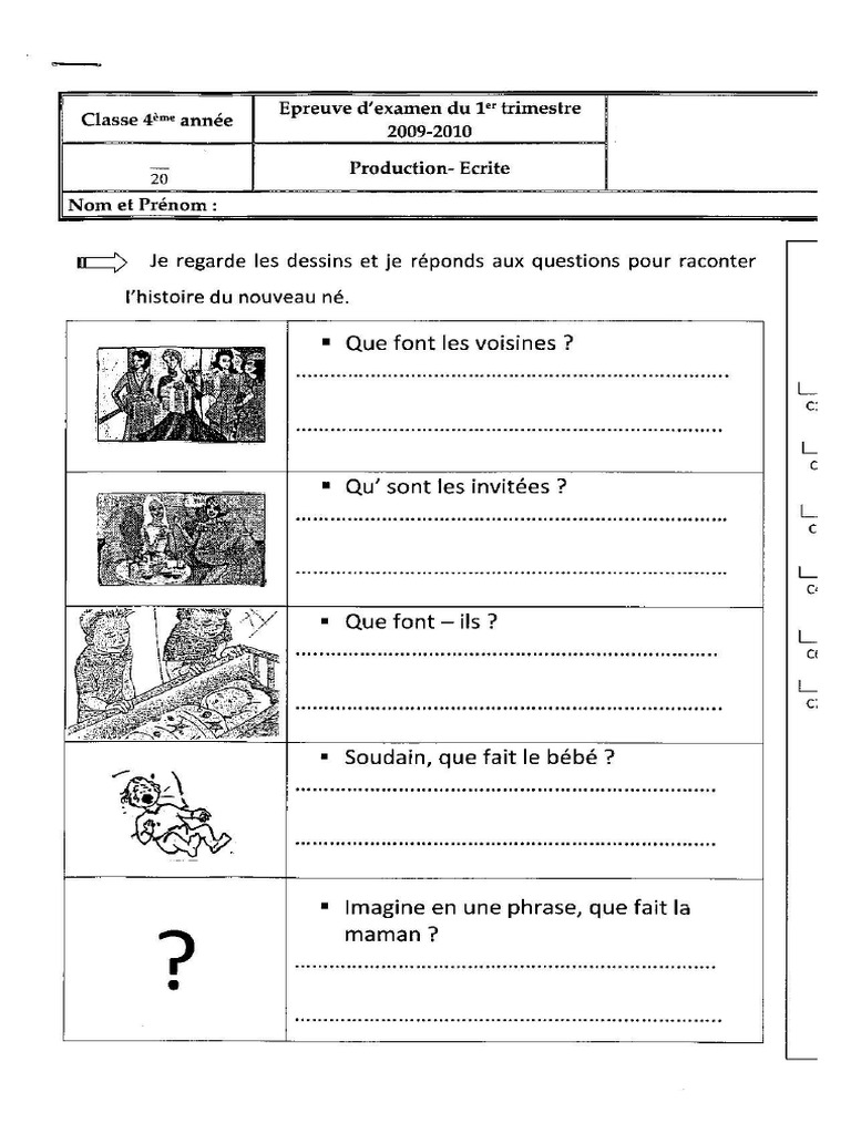 Expression Ecrite 1ere Annee Secondaire