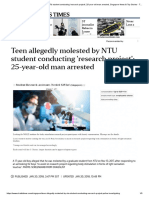 Teen Allegedly Molested by NTU Student Conducting 'Research Project' 25-Year-Old Man Arrested, Singapore News & Top Stories - The Straits Times PDF