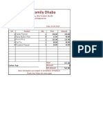Restaurant Bill Format in Excel