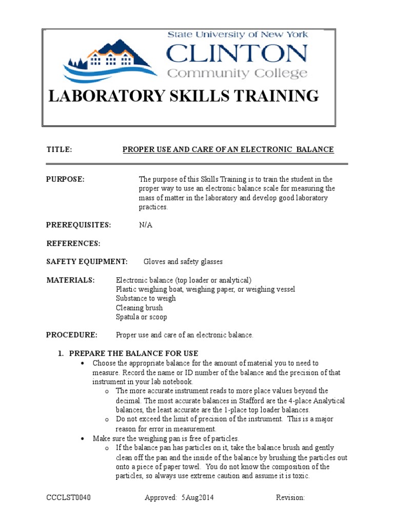 Electronic Balance SOP PDF Weighing Scale Weight