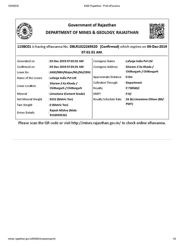 DMG Rajasthan - 02122019 PDF | PDF