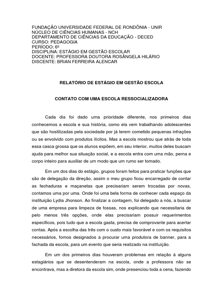 Relatório de Gestão Escolar | PDF | Escolas | Pedagogia