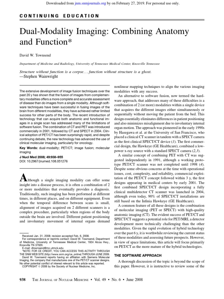 PET-CT J Nucl Med-2008-Townsend-938-55 PDF | PDF | Positron Emission ...