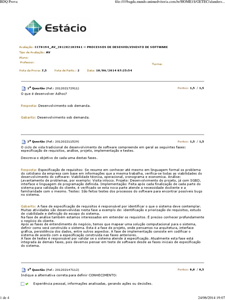 Processos no Desenvolvimento de Software | PDF | Testes de software ...