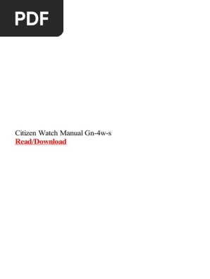 Citizen Watch Manual Gn 4w S Pdf Watch Portable Tools
