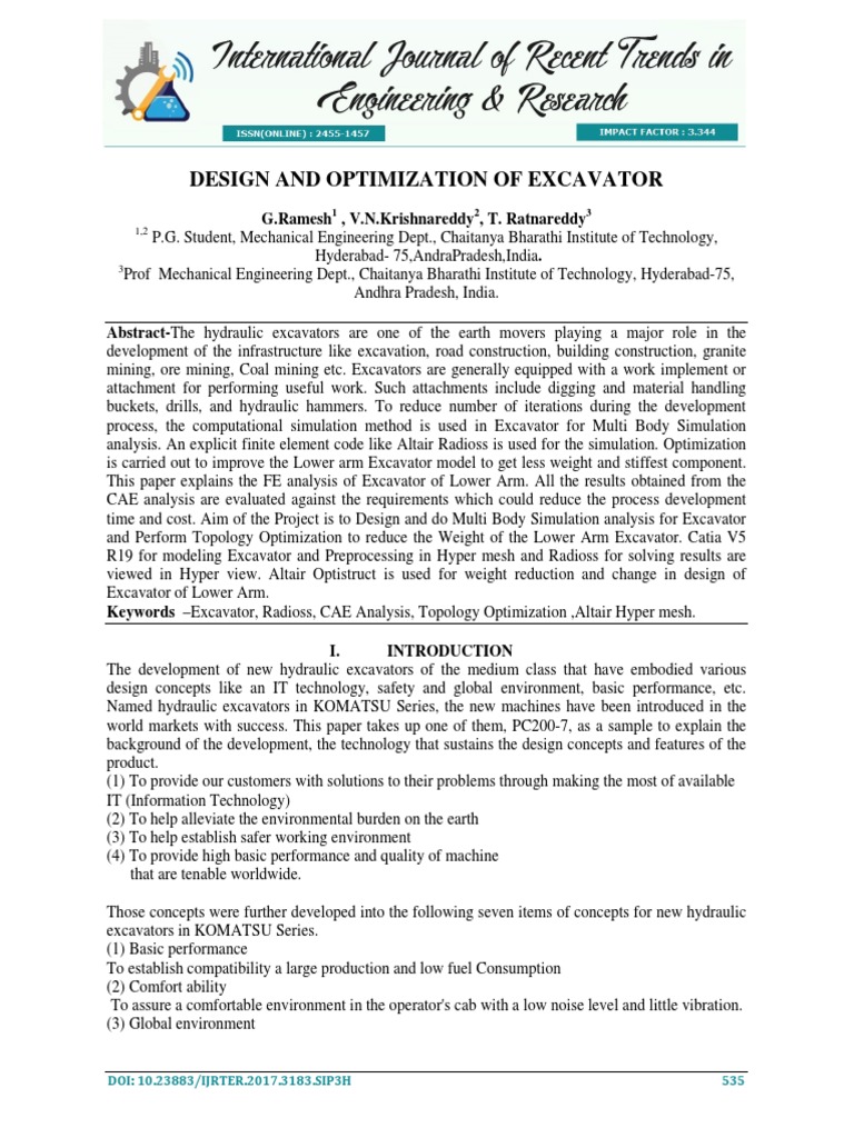 Design and Optimization of Excavator PDF | PDF | Mathematical ...