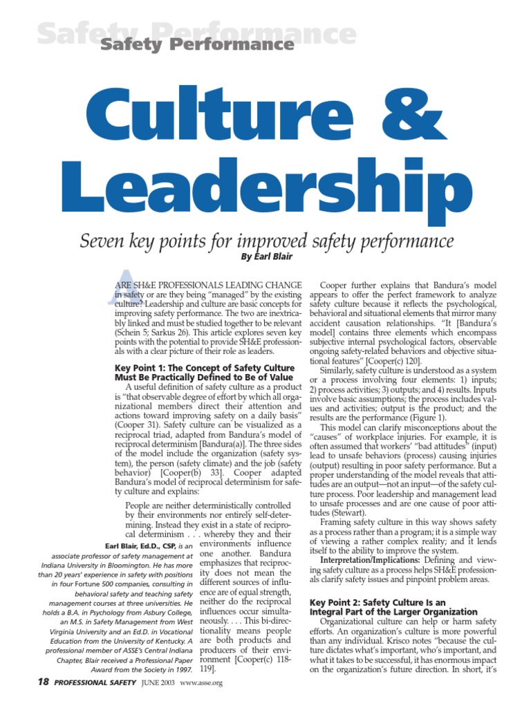 Blair - Culture and Leadership PDF | PDF | Leadership | Reinforcement