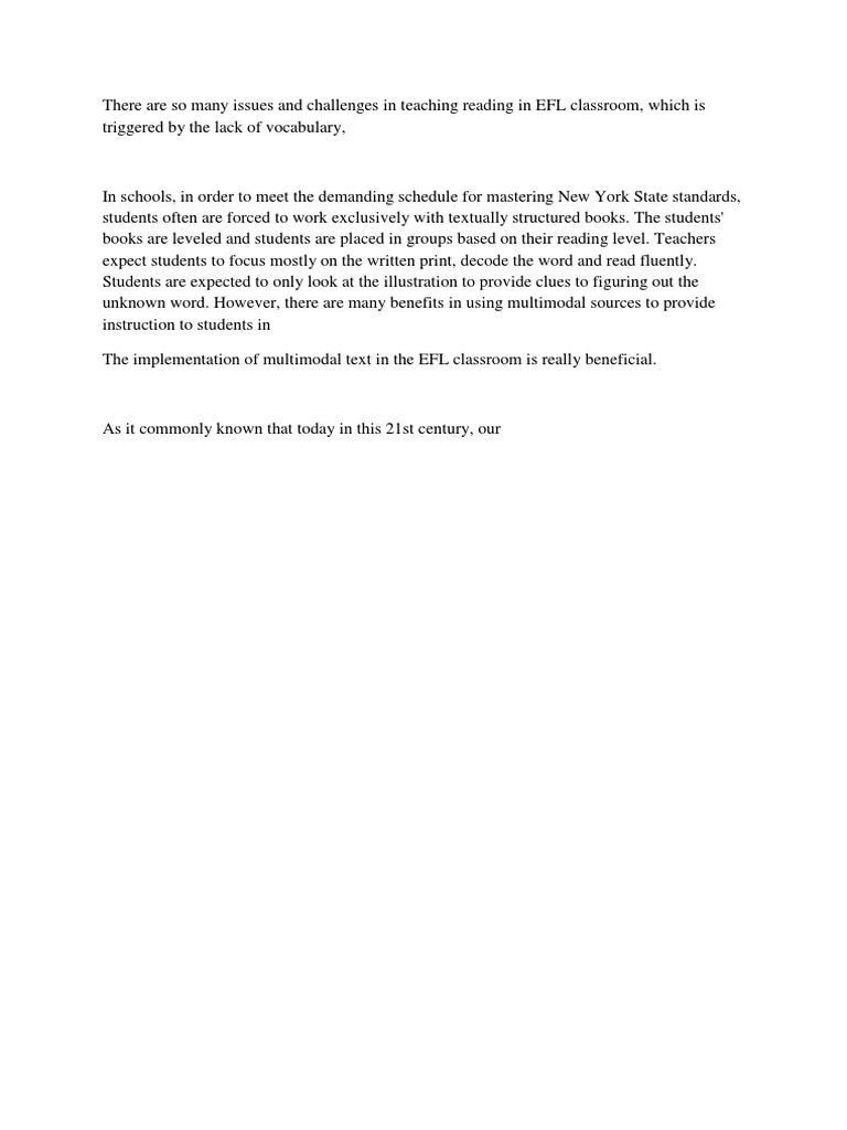 There Are So Many Issues And Challenges In Teaching Reading In EFL 