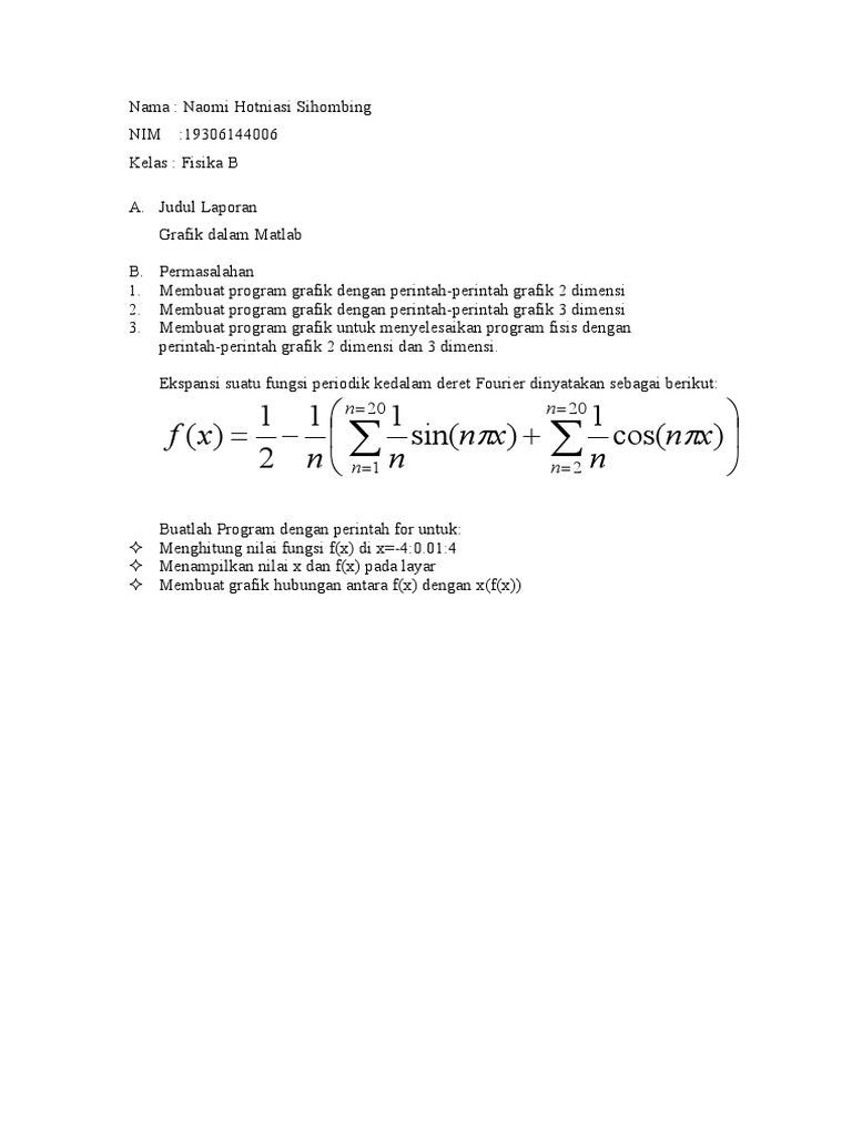 Grafik Fungsi dengan Matlab 2D & 3D | PDF