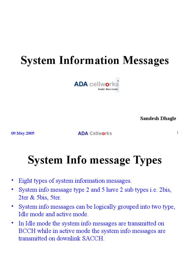 System Information Messages Overview | PDF | Telecommunications ...