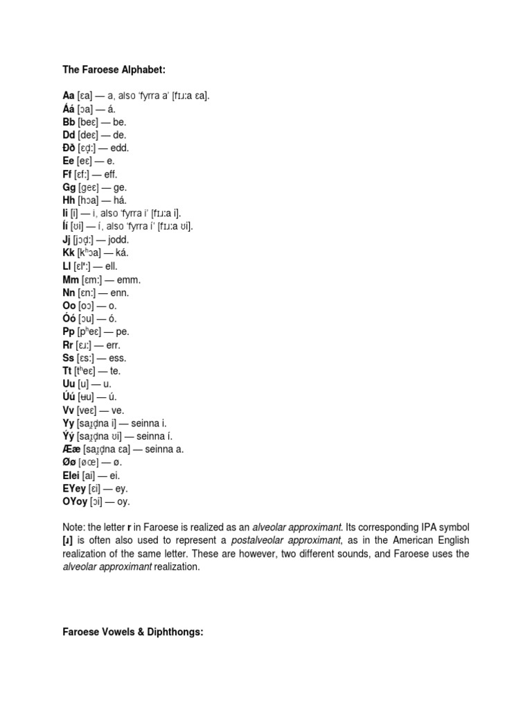 Faroese Basics (Færøysk/Færøsk/Färöiska/Færeyska) | PDF | Symbols ...
