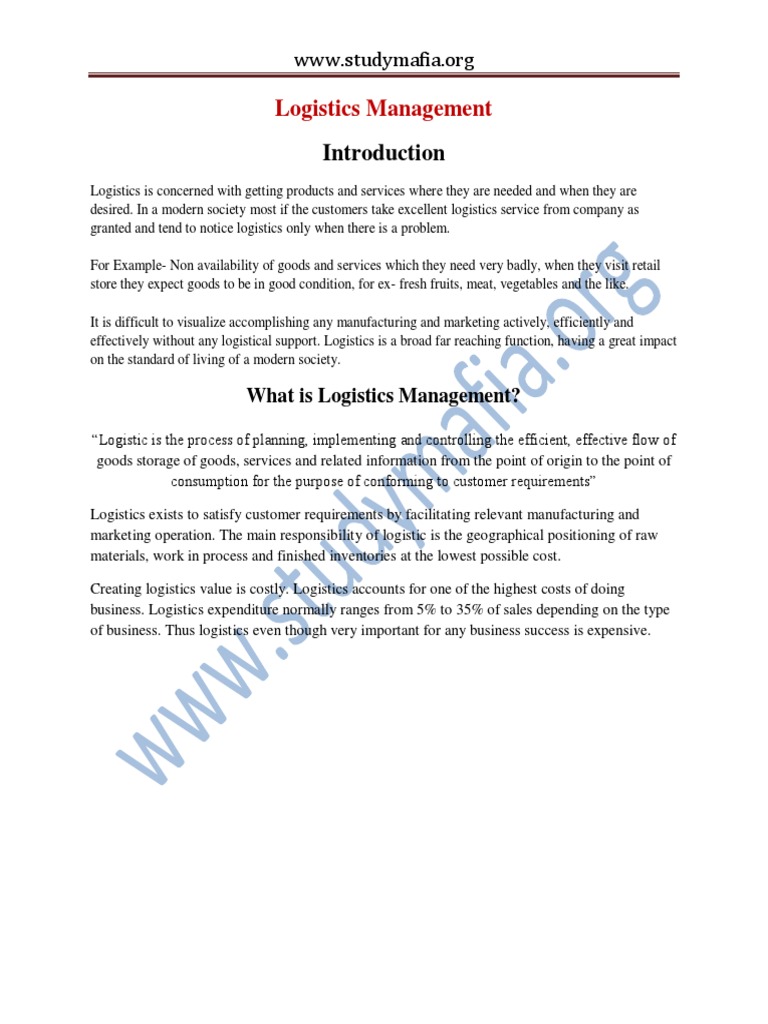 Overview of Logistics Management | PDF | Cargo | Logistics