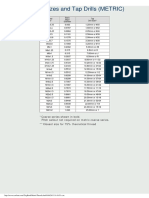 Thread Sizes and Tap Drills METRIC PDF