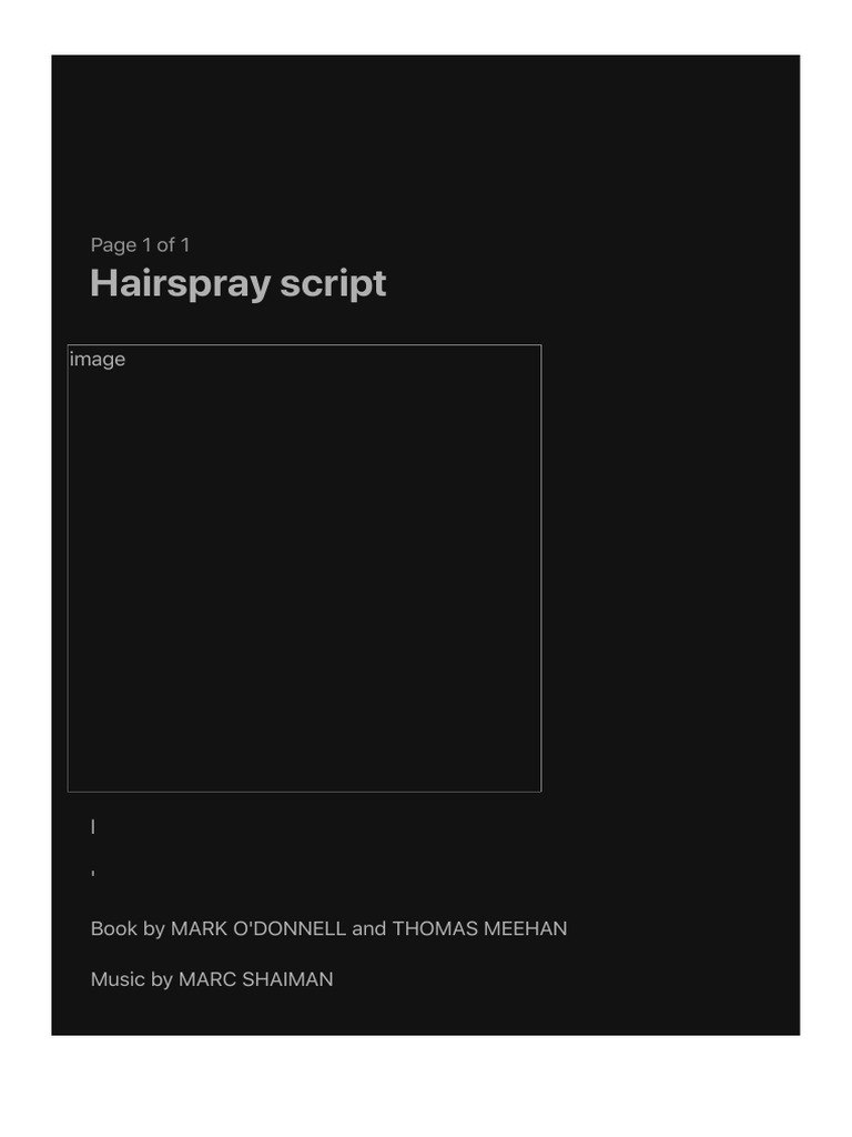 Hairspray Script Download Free PDF Entertainment (General)