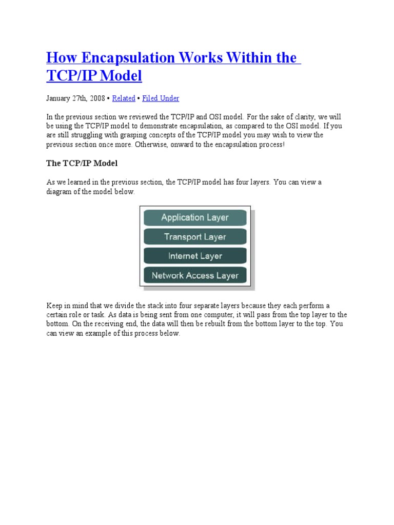 How Encapsulation Works Within The TCP/IP Model | PDF | Computer ...