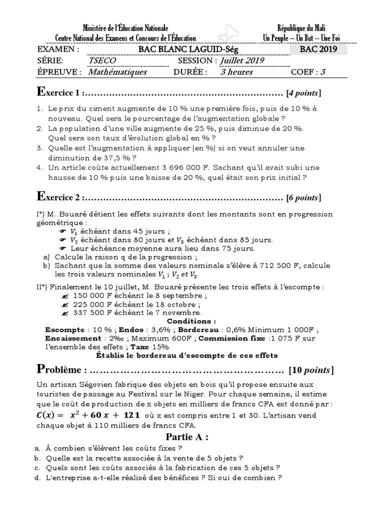 évaluation Pourcentage 6ème Avec Corrigé Pdf Bac Blan - Copie | PDF | Pourcentage | Économie