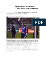 Fernando Prass Anuncia Saída Do Palmeiras: "Não Foi Da Maneira Como Planejei"