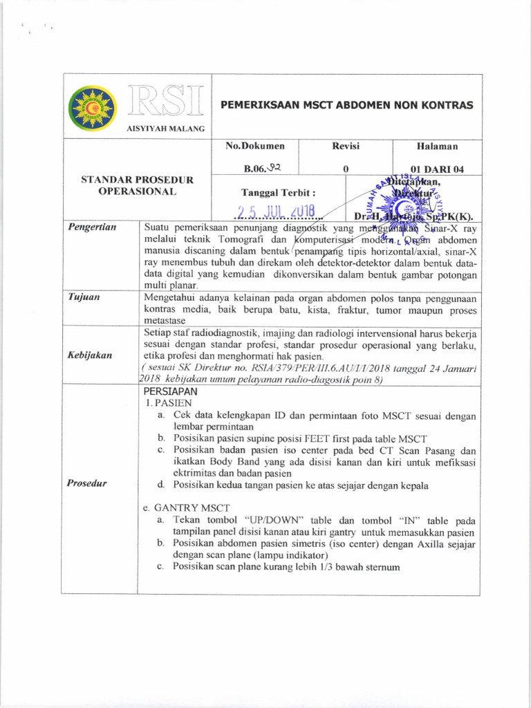 Prosedur MSCT Abdomen Non Kontras | PDF