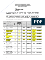 Disponibilidad de equipo para construcción de hospital