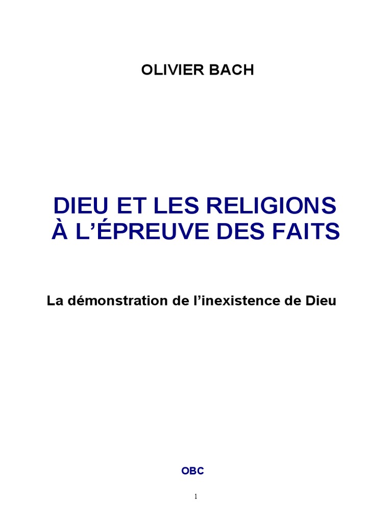 Dieu et religions : réalité ou illusion ? | PDF | Dieu | Bible