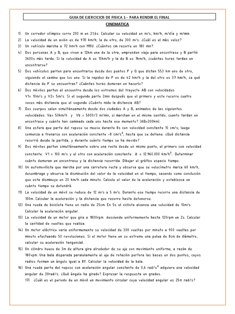 Guia Física 1 Parte 1 | PDF | Fricción | Cantidad