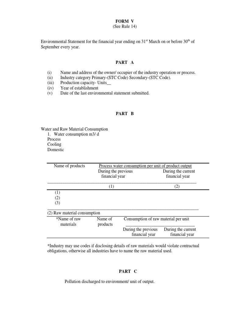 Environmental Statement Form V PDF PDF Hazardous Waste Waste