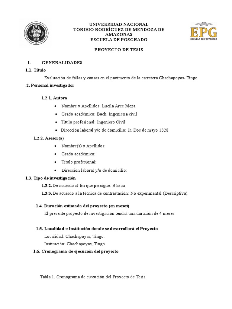 Esquema de Proyecto de Tesis | PDF | Presupuesto | Science