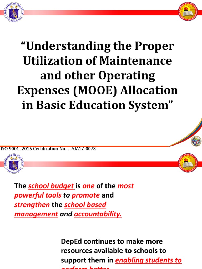 School MOOE Allocation Guide | PDF | Iso 9000 | Banks
