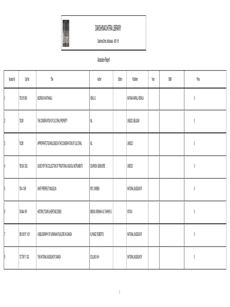 DakshinaChitra Library Collection | PDF