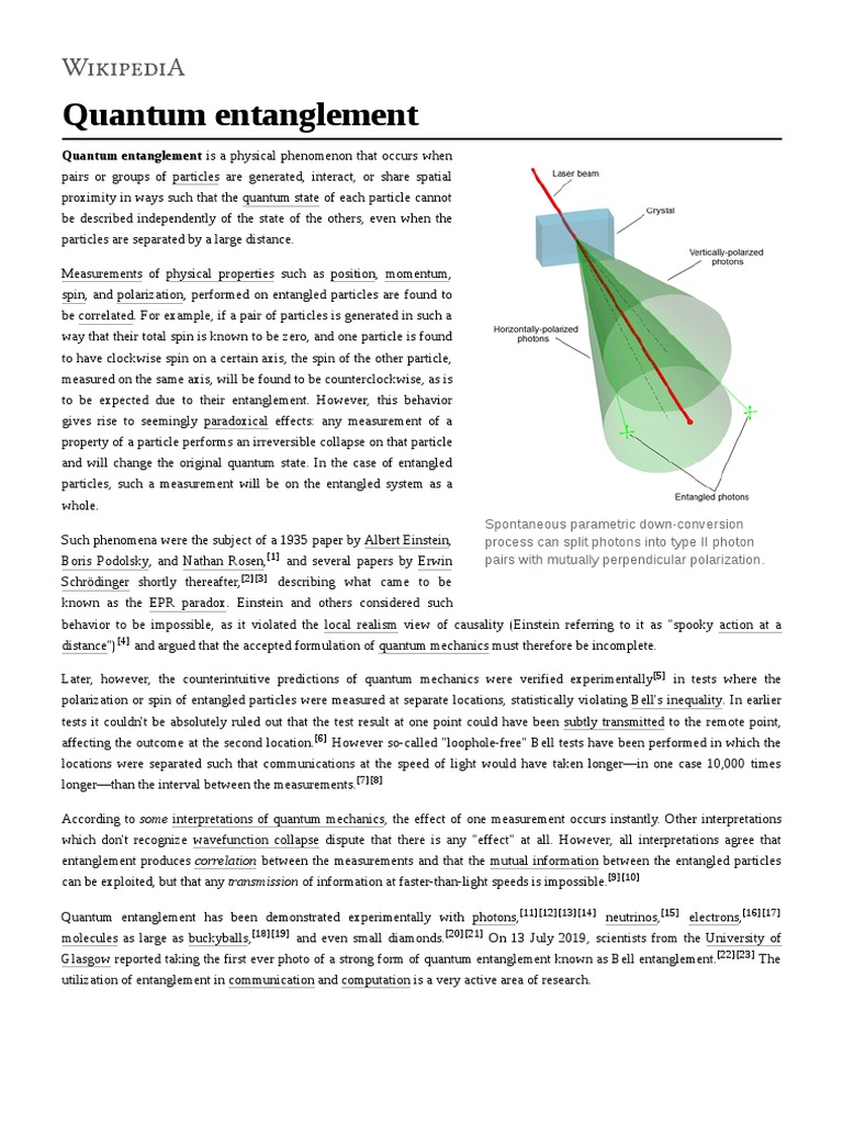 Quantum Entanglement Pdf Quantum Entanglement Spin Physics
