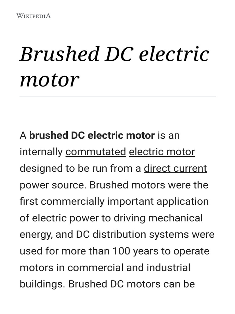 Brushed DC Electric Motor Wikipedia PDF Electric Motor