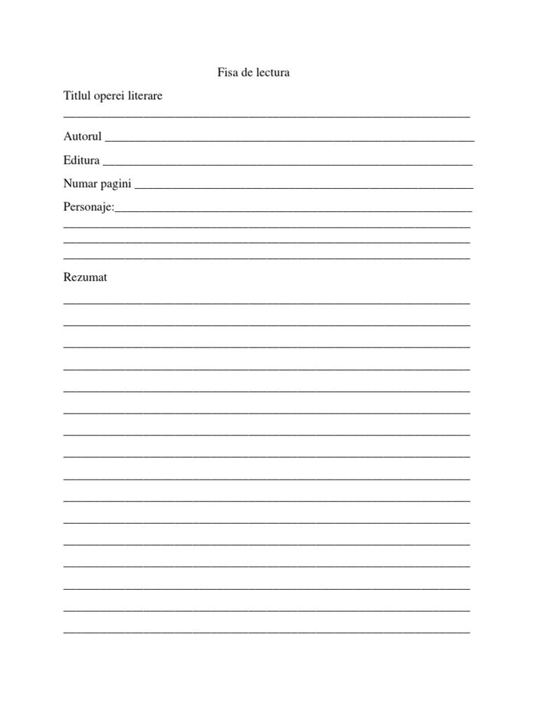 Fisa De Lectura Clasa A 4 A