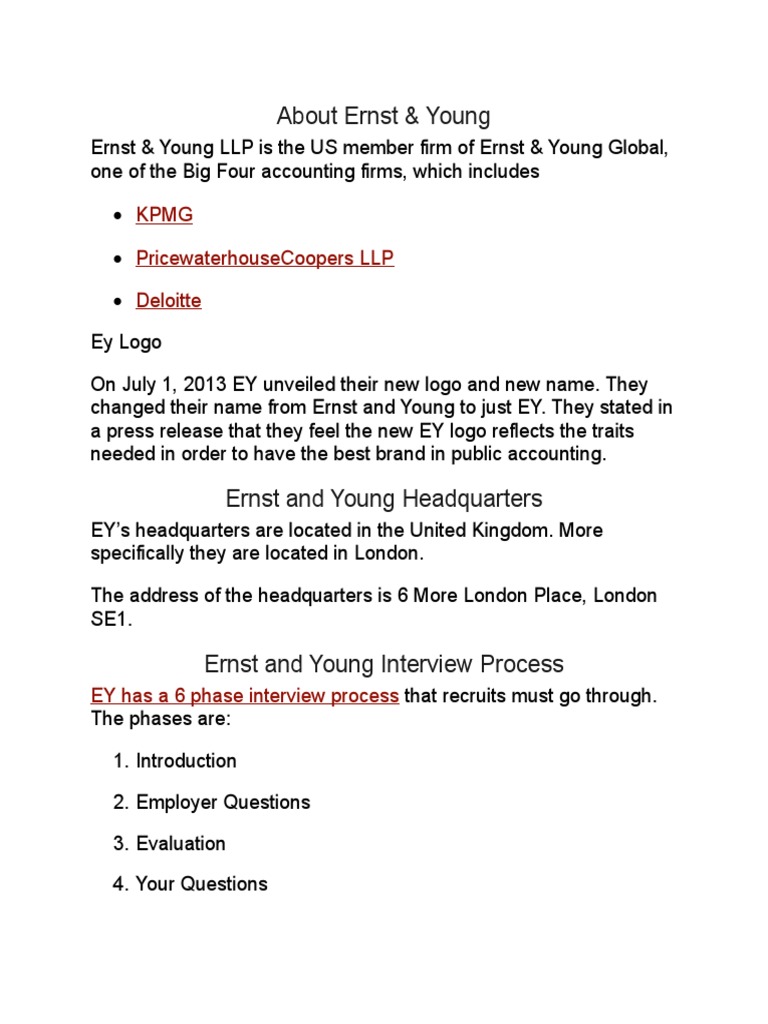 Ernst And Young Docx Pricewaterhouse Coopers Strategic Management