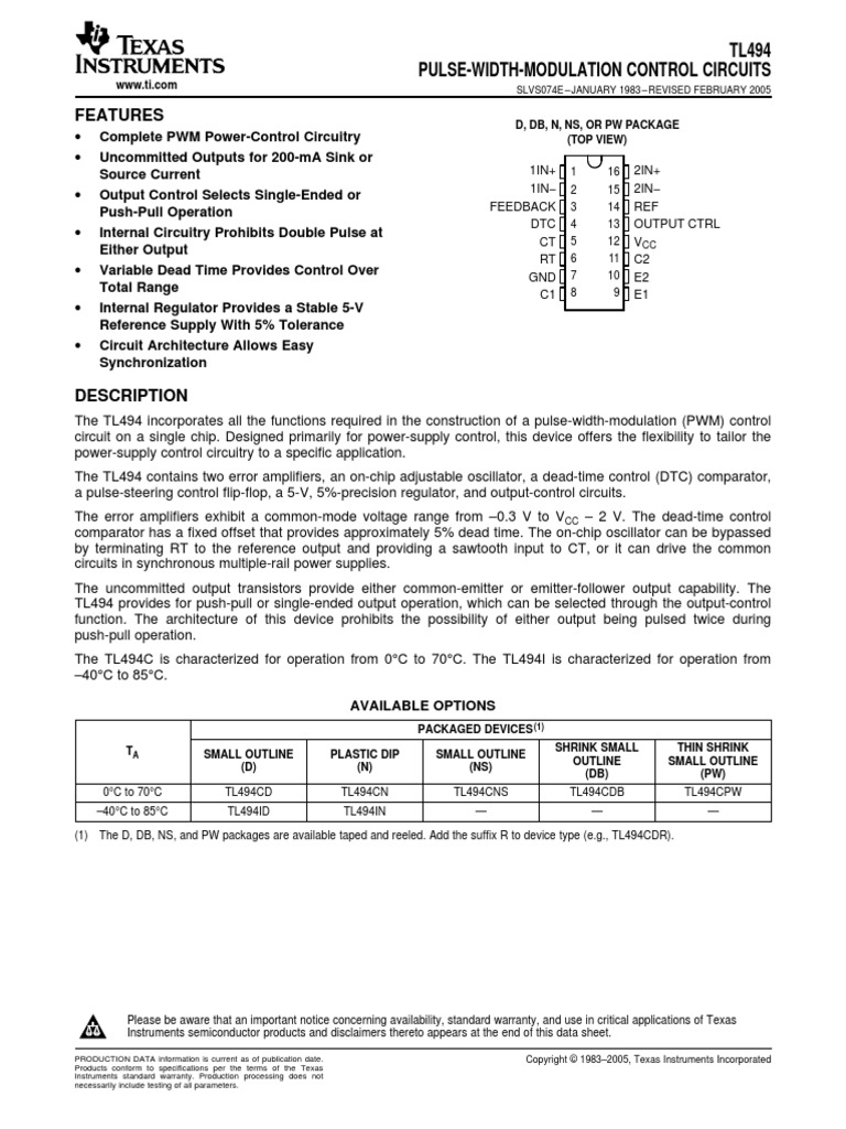 TL494 PDF | PDF | Amplifier | Electronic Circuits