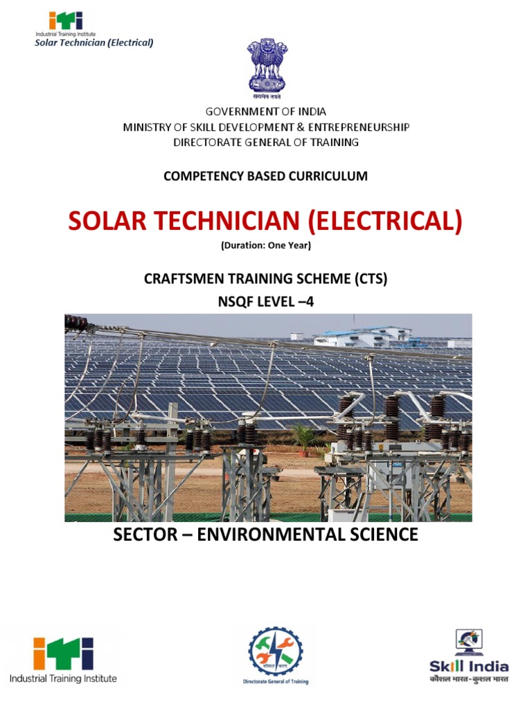 CTS Solar Technician (Electrical) CTS NSQF4 PDF Solar Panel Photovoltaic System