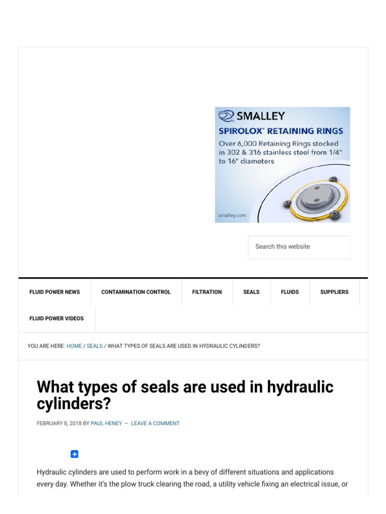 What Types of Seals Are Used in Hydraulic Cylinders PDF Piston