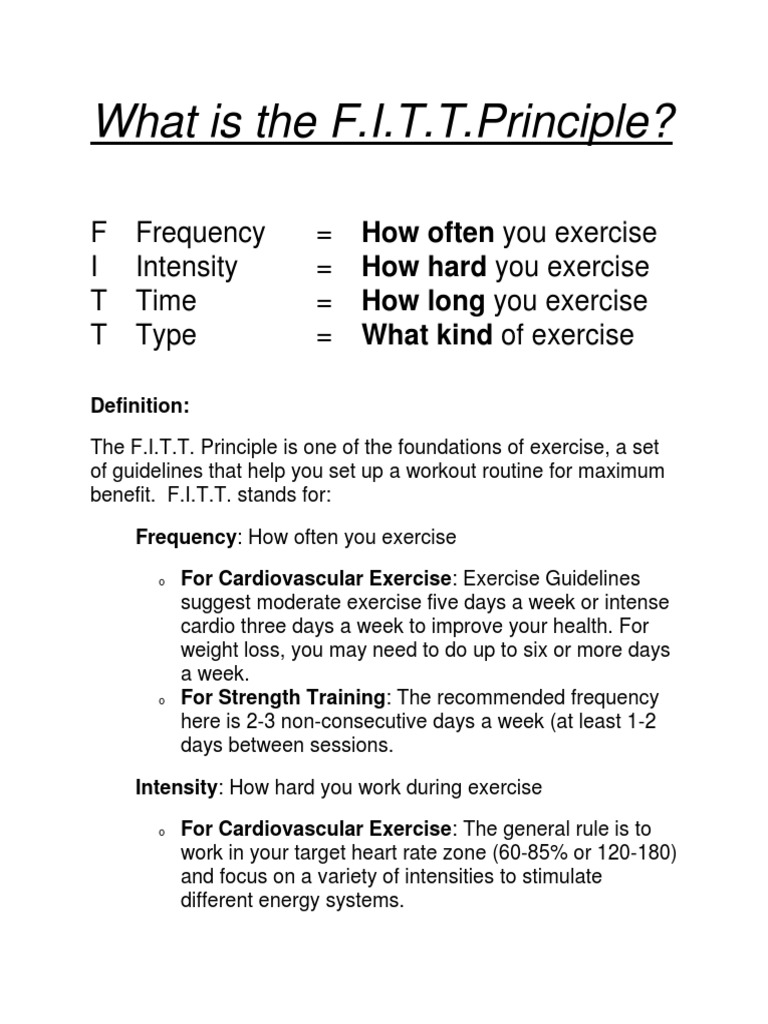 Understanding the F.I.T.T. Principle | PDF | Strength Training ...