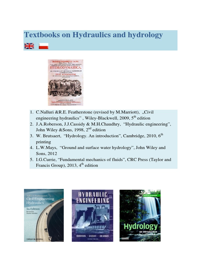Textbooks On Hydraulics and Hydrology PDF PDF