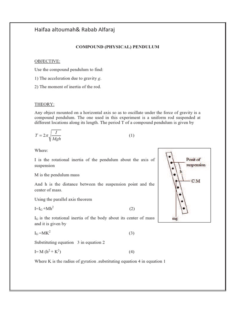 Compound Pendulum PDF | PDF
