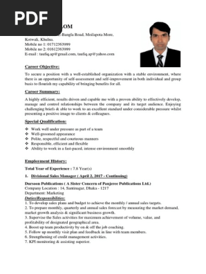 Modern CV format of Bangladesh